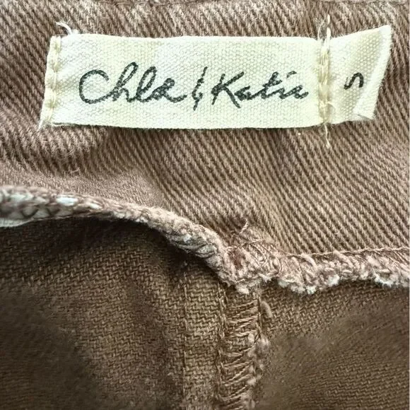 Chloe & Katie Asymmetrical Brown Button Down  A-Line Mini Skirt Size Small - Picture 3 of 5